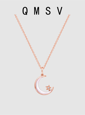 s925纯银轻奢小众月亮项链