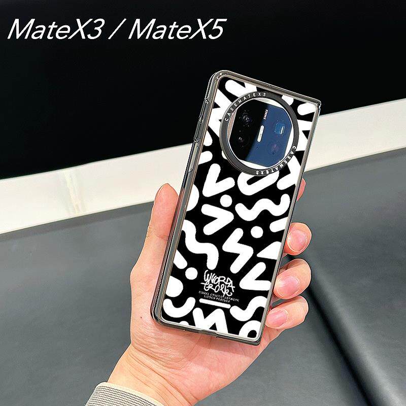 原装正品日本潮牌黑底涂鸦英文适用华为MateX5手机壳新款X3折叠屏金属镜头框全包防摔小众高级感超薄艺术家联
