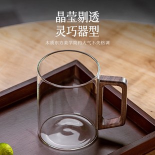 家用待客厅耐高温带把大玻璃啤酒杯子办公室泡绿茶 高硼硅水杯套装
