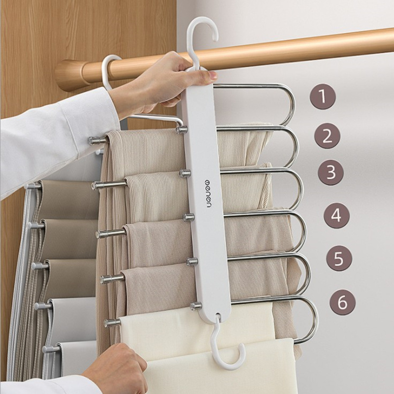 折叠裤架多功能多层裤子衣架家C用魔术裤夹衣柜收纳神器裤挂架