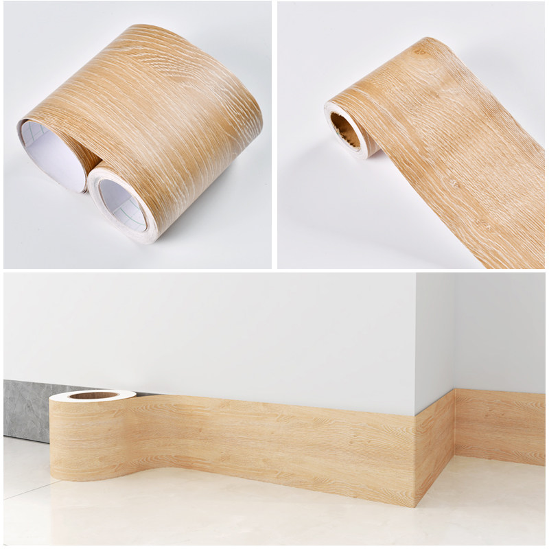 墙装饰遮丑踢脚线客厅窗户边框防水自粘原贴条防潮贴纸门套木纹