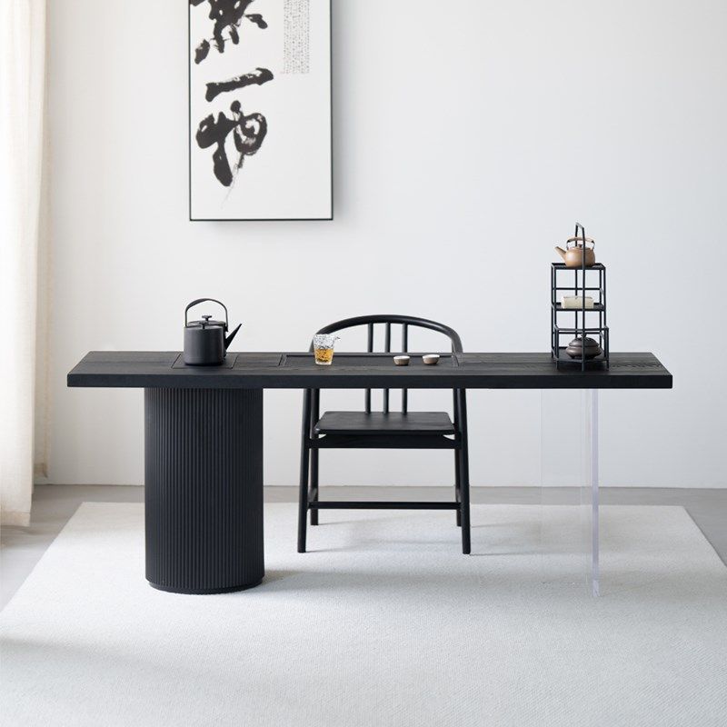 现代简约黑色实木阳台茶桌白蜡木会客洽谈桌烧水壶一体家用茶台,住宅家具,家用茶台/茶桌,淘宝优惠券,粉丝福利购,淘宝优惠卷