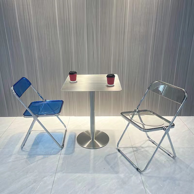 工业风不b锈钢桌子圆形茶几小户型餐桌阳台奶茶桌咖啡饭厅休闲正