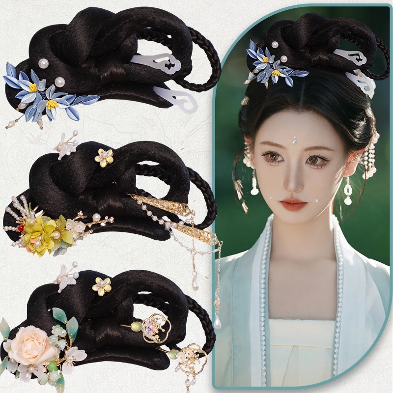 古装汉服假发全发丝发髻百搭明制唐E风饰品组合日常软底新手懒人