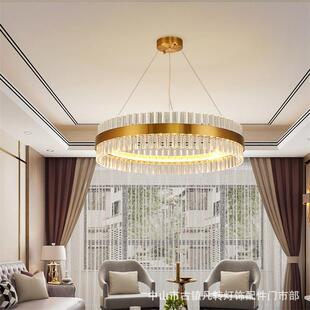 后现代客厅灯简约吊灯餐厅样板房酒店工程多层吊灯轻奢圆形水晶灯