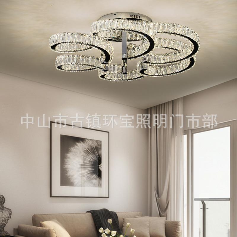 厂家水晶客厅吸顶灯不锈钢水晶餐厅灯LED大气家用温馨卧室房间灯
