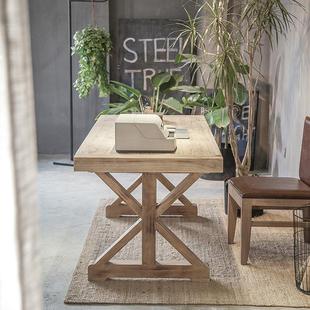 式 长条 实桌子1木电脑桌书桌家用台松木写字桌简约美原木办公台式