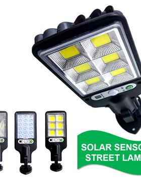 跨境户太阳能路VLE灯新款人体应庭院雨外花园感灯高亮遥控LE防D壁