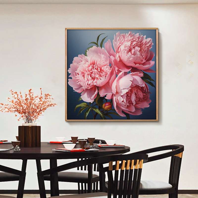 花开富贵牡丹花装饰画入户玄关过道饭厅餐厅挂画客厅壁画花卉油画图片