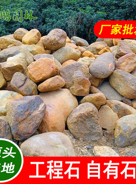 黄蜡石园林石材 江门庭院假山施工黄色卵石 池塘流水造景驳岸石