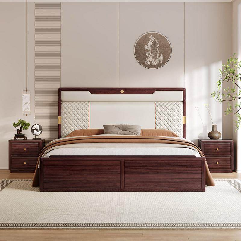 乌金木S-H8326#实床木床现代1轻软包卧室双人床.8米主奢卧1.5m新,住宅家具,实木床,淘宝优惠券,粉丝福利购,淘宝优惠卷