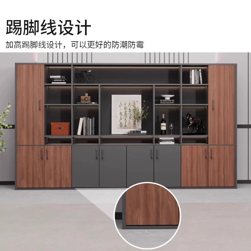 办公室老板桌文件柜资料柜背景柜带锁收纳储物柜木质现代档案书柜