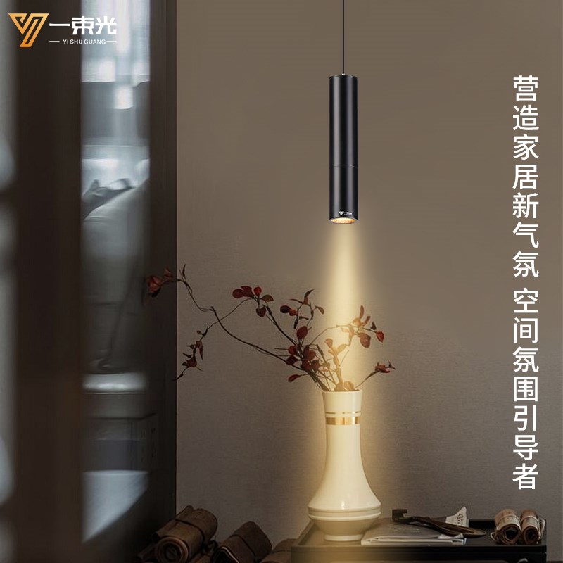 一束光吊线射灯明装客厅茶室玄关橱柜吧J台餐厅酒吧餐桌升降聚光