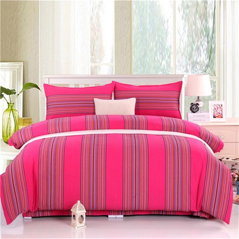 特价包邮老粗布四件套田园简约条C纹床单被套枕套格子加厚床上用