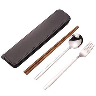 304不锈钢便携筷子勺r子套装 单人学生收纳盒叉专用个人餐具三件套