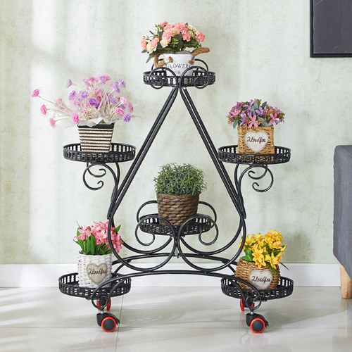花架置物架移动带轮落地式多层花盆架室I内客厅阳台装饰心形花架