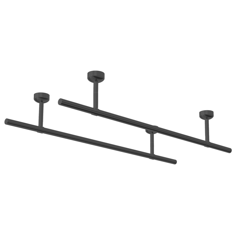 晾衣杆阳台顶装固定式晾衣架黑色不锈钢杆子晒衣杆T单杆凉衣扞家