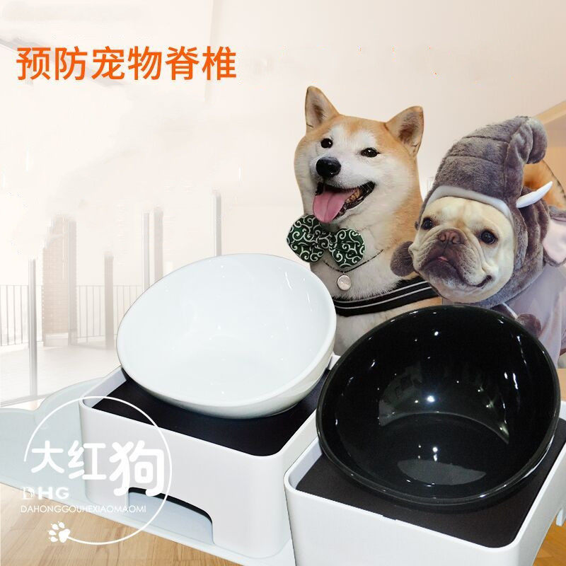 法斗碗宠物餐桌狗狗食盆防滑猫碗狗碗陶瓷碗架泰迪U柴犬护颈椎食