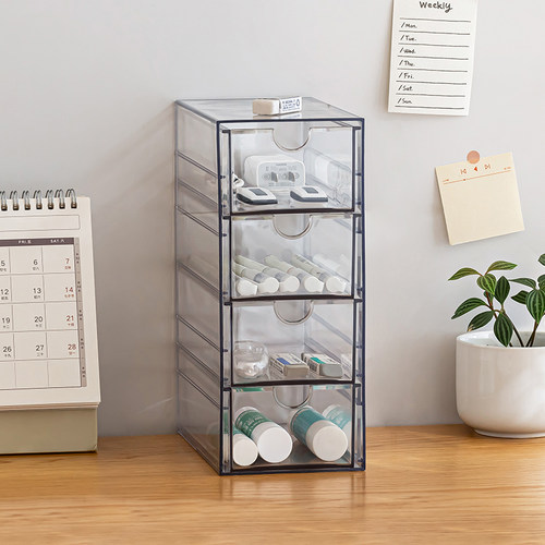 透明桌面收纳盒抽屉式学生文具笔筒宿舍办公O室书桌整理神器置物