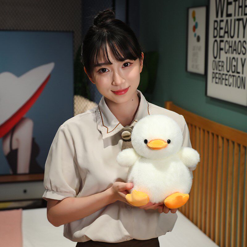 可爱炸毛小黄鸭子公仔玩偶v抱枕娃娃毛绒玩具送男女孩儿童生日礼