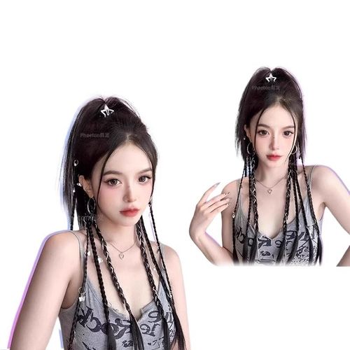 假发辫子女c辣妹马尾麻花长辫编发饰网红小辫子环扣脏辫拳击辫造
