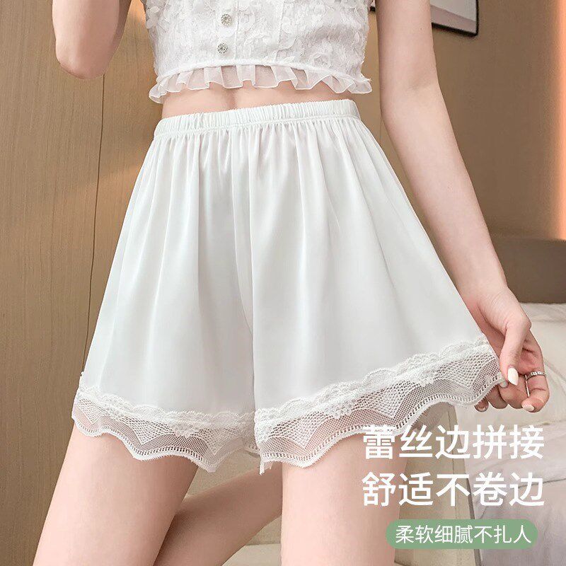 蕾丝安全裤防走光女夏薄款短裤A睡裤可外穿休闲宽松居家蕾丝打底