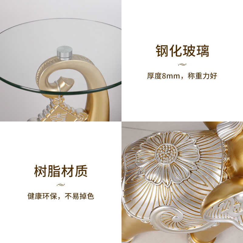 大象落地摆件客厅大型号s装饰品移动茶几电视柜边几中式象托盘收