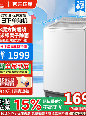 小天鹅水魔方白色波轮全自动大容量家用租房10KG变频洗衣机 E20DW
