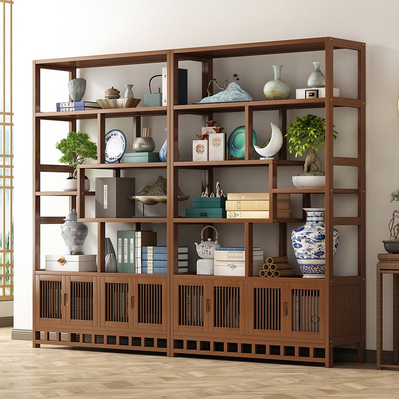 博古架实木中式茶叶架子置物x架茶室茶柜隔断摆件收纳柜茶具展示