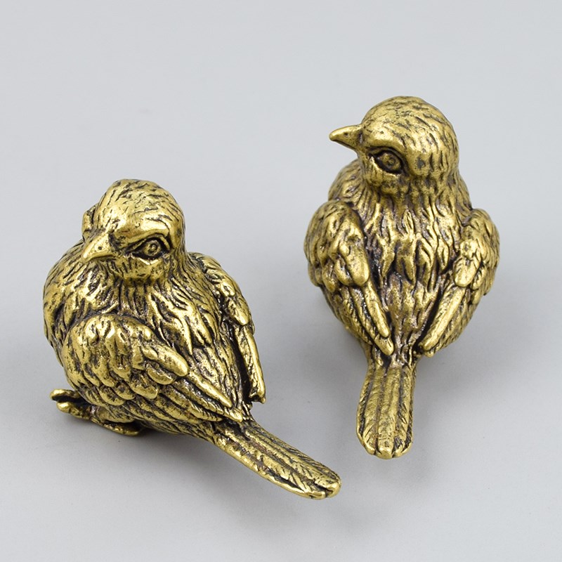 实心黄铜比翼鸟摆件迷你铜麻雀铜鸟小鸟茶宠家居造V景铜制工艺礼