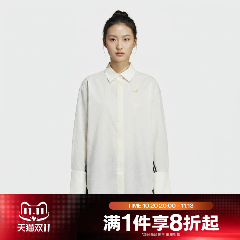 滔搏adidas阿迪达斯三叶草女子运动舒适休闲长袖衬衫KC6538