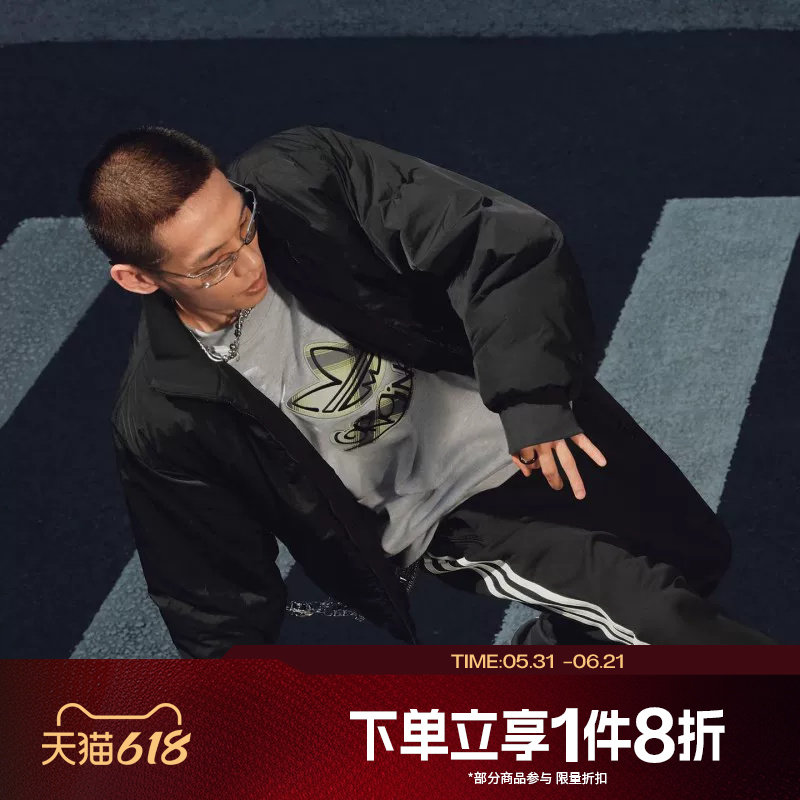 滔搏adidas阿迪达斯三叶草男子运动休闲棉服外套立领夹克JX7783