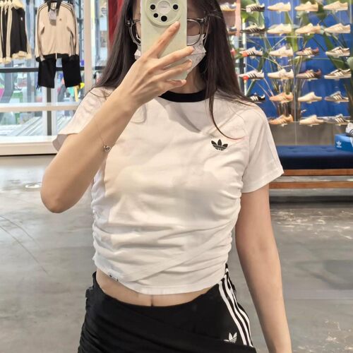 【JENNIE联名】滔搏adidas阿迪达斯三叶草女子运动短袖T恤LD4968