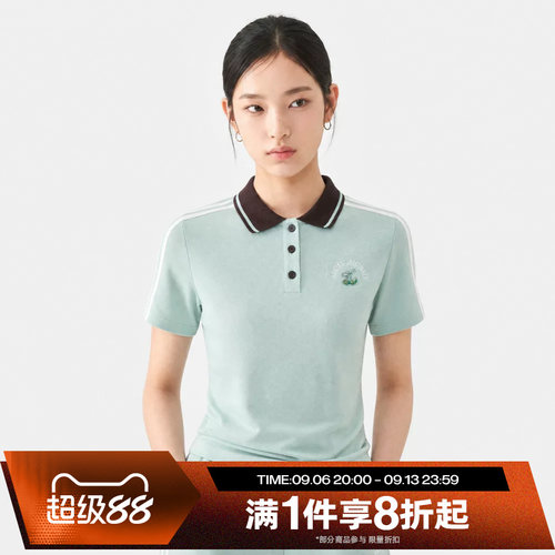 滔搏adidas阿迪达斯三叶草女子POLO运动休闲舒适短袖T恤LD5570