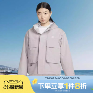 滔搏NIKE耐克女子户外薄款运动休闲棉服羽绒服短款外套FV7328-009