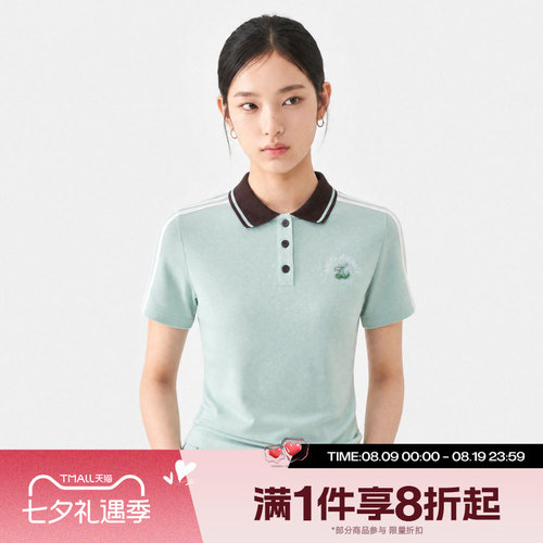 滔搏adidas阿迪达斯三叶草女子POLO运动休闲舒适短袖T恤LD5570