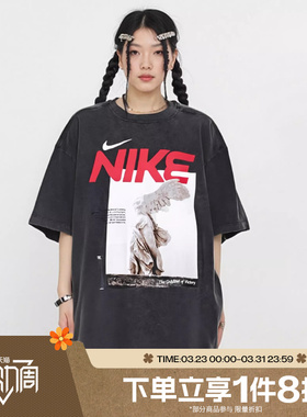 滔搏NIKE耐克女子夏季新款休闲图案印花宽松运动T恤HF6292-060