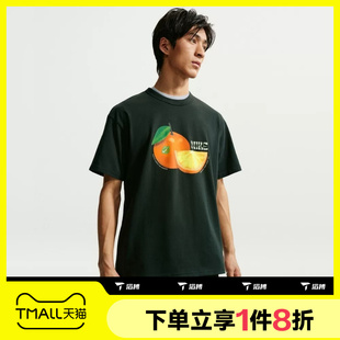 滔搏NIKE耐克男子图案印花运动休闲圆领黑色短袖T恤IH1352-317