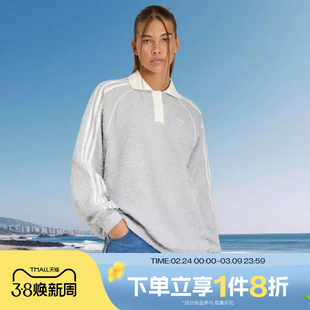 滔搏adidas阿迪达斯三叶草女子宽松POLO衫运动休闲长袖T恤KS7791