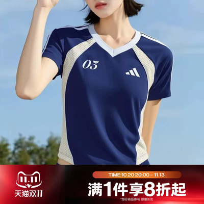 滔搏adidas阿迪达斯女子运动休闲舒适短袖T恤KZ2388