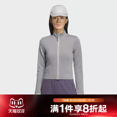 滔搏adidas阿迪达斯女子运动休闲针织修身立领夹克外套KS3333