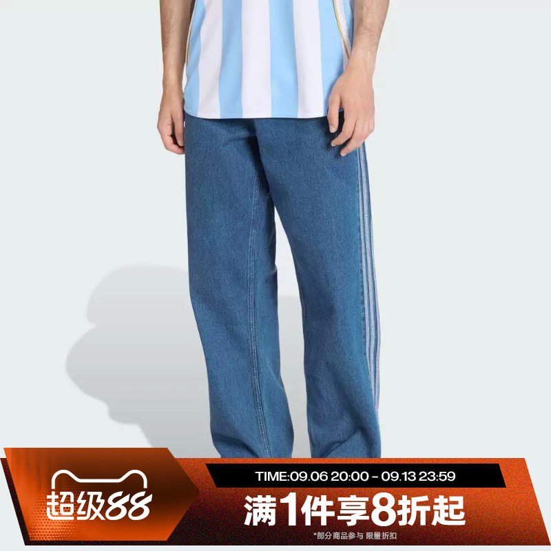 滔搏adidas阿迪达斯三叶草男子运动休闲复古牛仔长裤KD1499图片