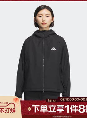 滔搏adidas阿迪达斯女子运动休闲外套连帽拉链梭织夹克KC0054