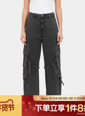 滔搏adidas阿迪达斯三叶草女子休闲工装风牛仔裤直筒长裤KU9535