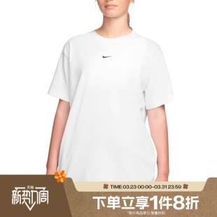 滔搏NIKE耐克女子Oversize风小标运动休闲白色短袖 100 T恤IH7602