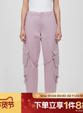 滔搏adidas阿迪达斯三叶草女子多口袋工装宽松运动休闲长裤KU9536