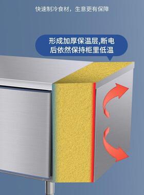 商用冷藏工作台冰柜冰箱作操台平台冷藏柜商用厨平鲜冷房冻105保