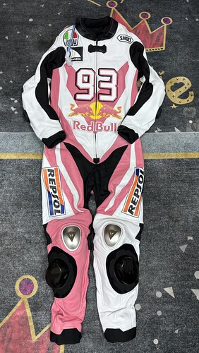 量身定做女骑士连体皮衣赛车服摩托车防摔机车非丹尼斯粉色骑行服