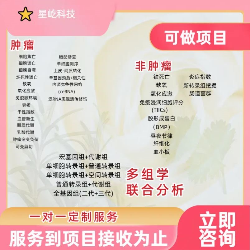 整套生信分析服务多组学联合TCGA GEO公共数据库挖掘单细胞测序