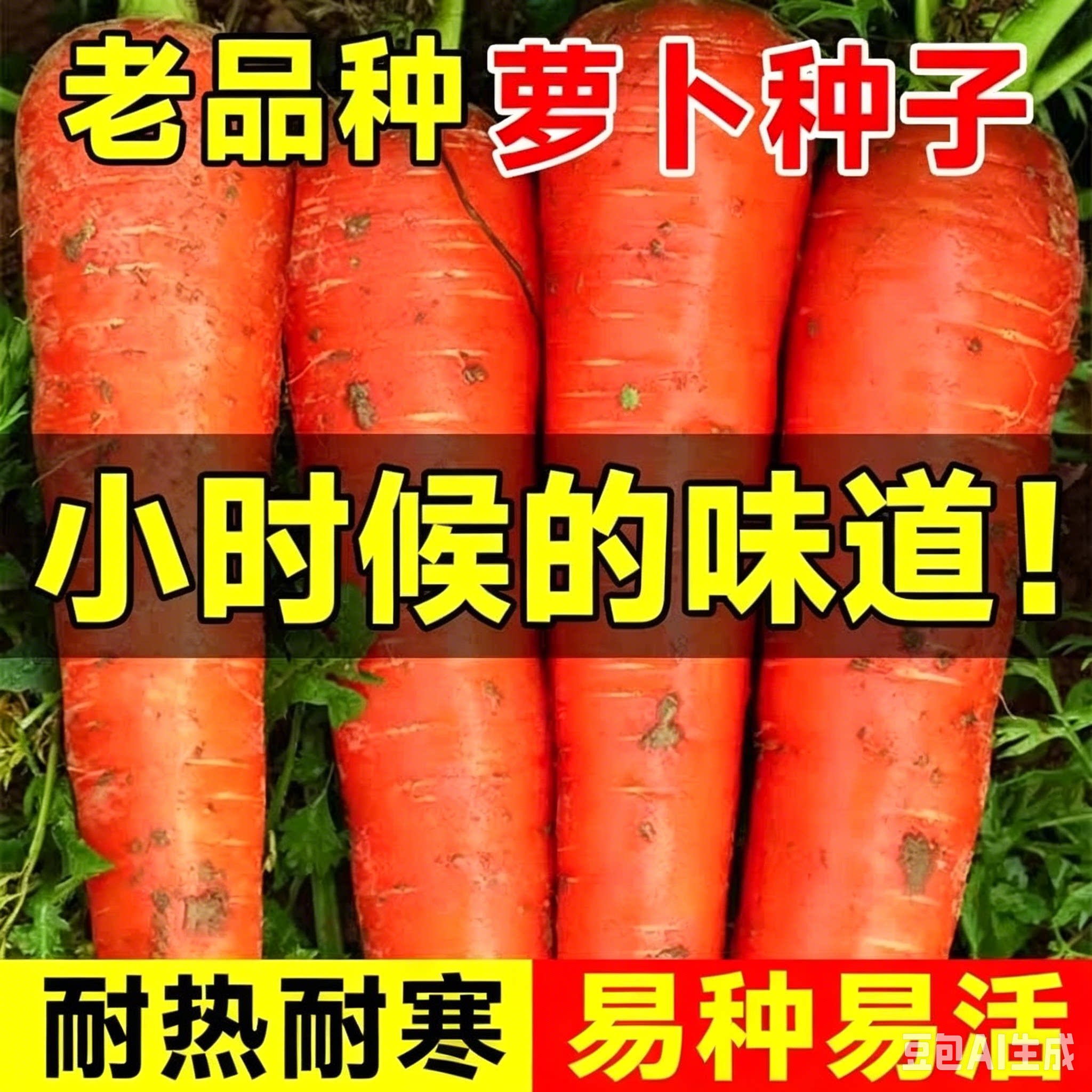 胡萝卜种老品种阳台盆栽甜脆小萝卜四季水果蔬菜籽种孑